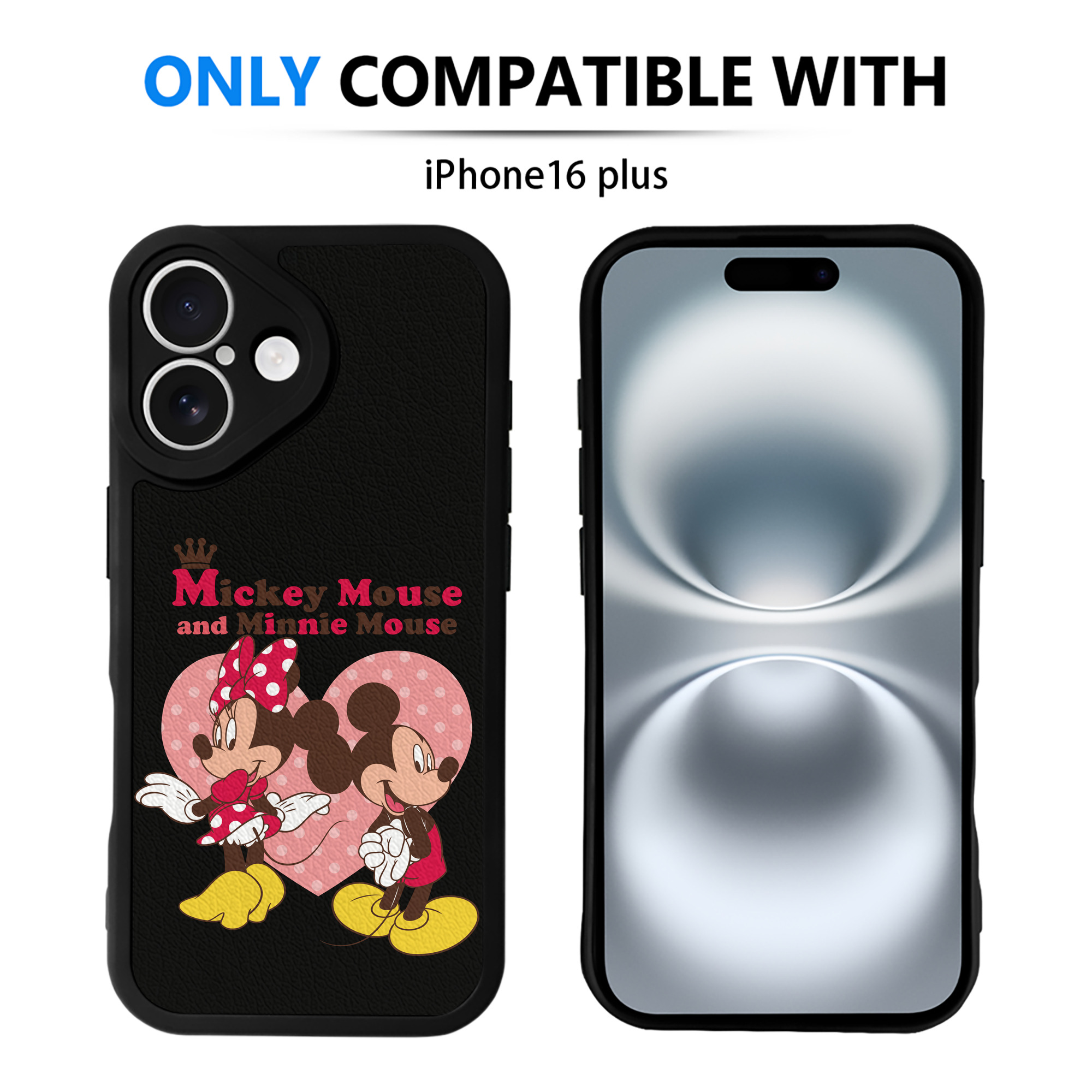 （画像用） ミッキーマウス Mickey Mouse 【iPhone 16シリーズ対応】シリコンスマホケース（レザー調） 材質：シリコン